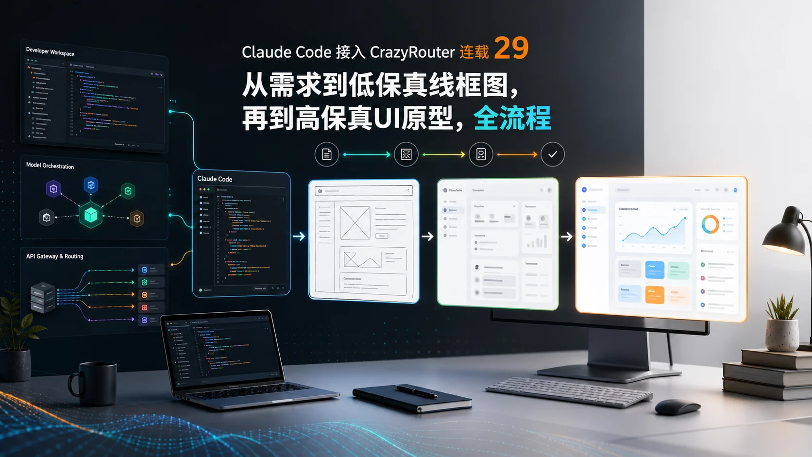 29｜Claude Code 接入 Crazyrouter 连载 29：claude code从需求到低保真线框图，再到高保真UI原型，全流程