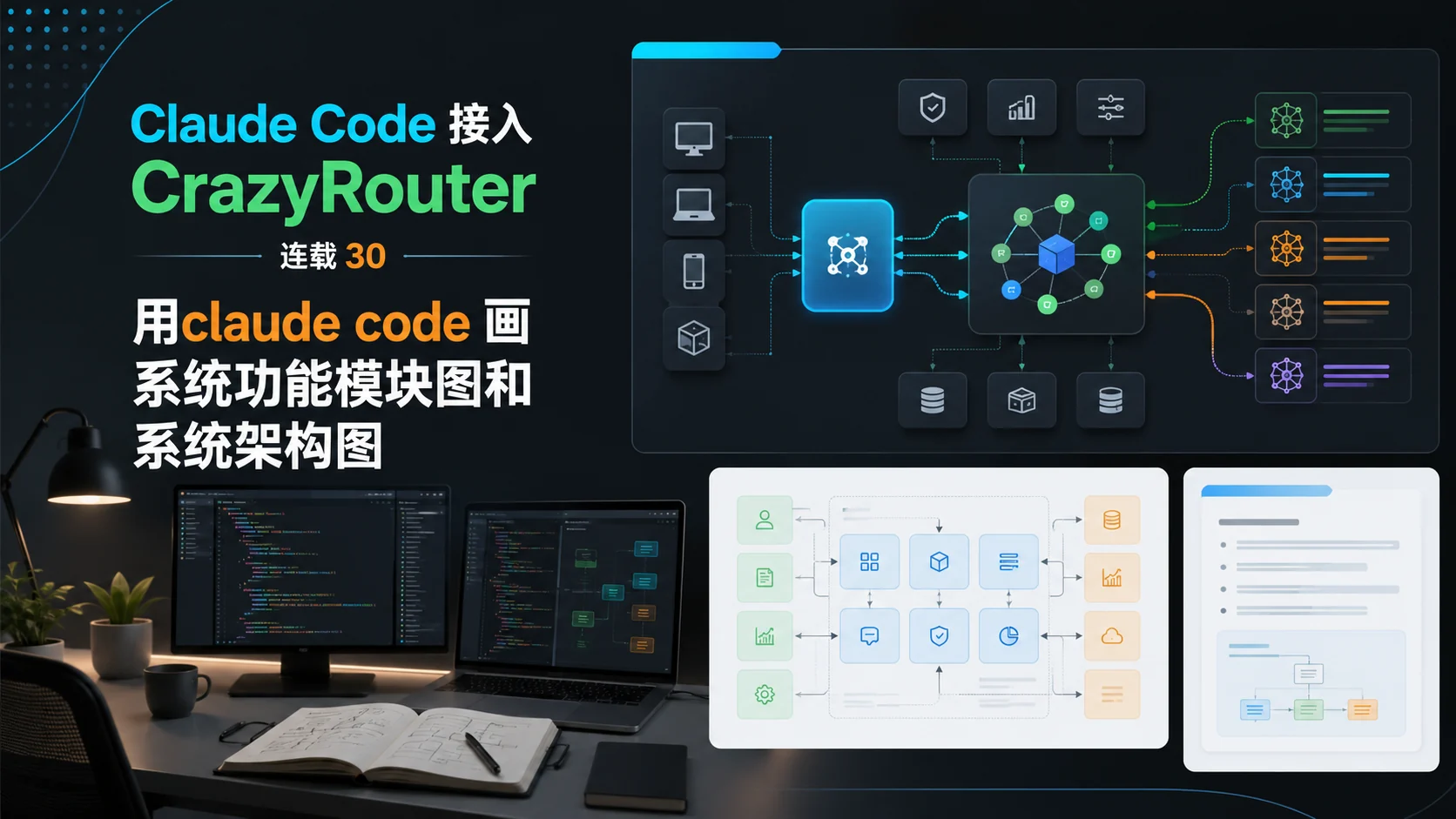 30|Claude Code 接入 Crazyrouter 连载 30:用claude code 画系统功能模块图和系统架构图