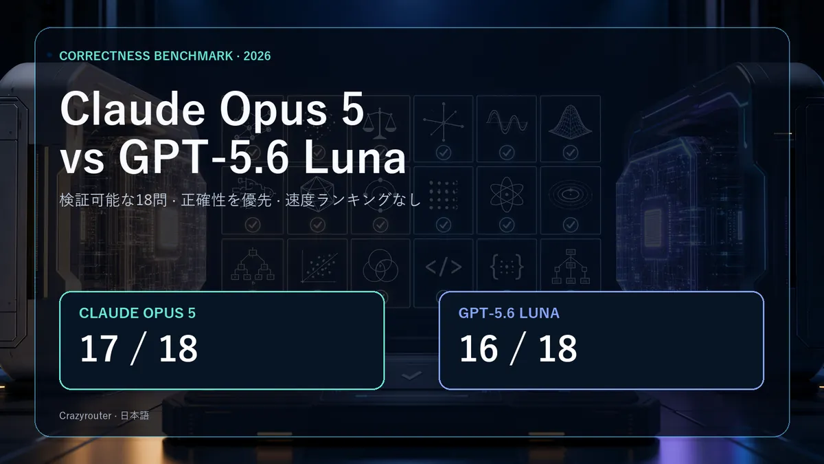 Claude Opus 5 vs GPT-5.6 Luna:速度順位を使わない18問の正確性ベンチマーク