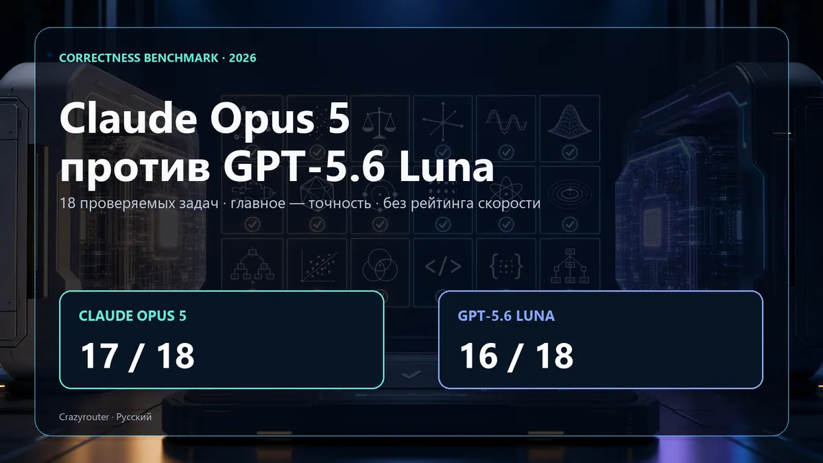 Claude Opus 5 против GPT-5.6 Luna: 18 проверяемых задач без рейтинга скорости