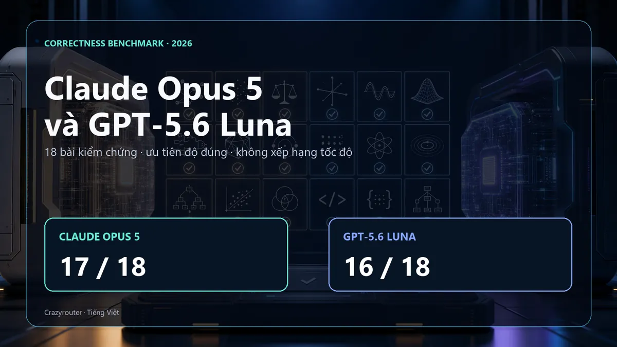 Claude Opus 5 và GPT-5.6 Luna: 18 bài kiểm chứng, không xếp hạng theo tốc độ