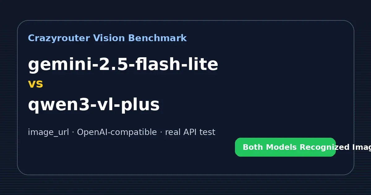 Gemini 2.5 Flash Lite vs Qwen3 VL Plus:图片理解 API 实测对比(Crazyrouter Base URL)