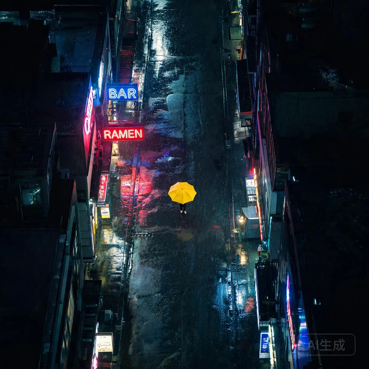 Night street, aerial