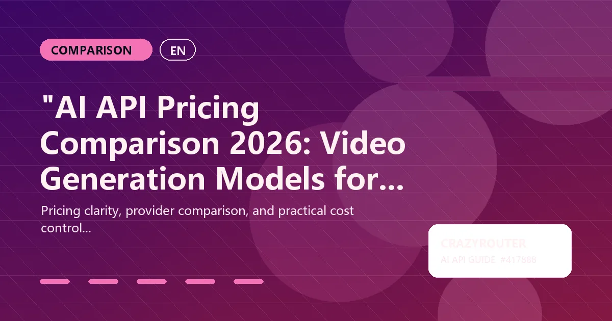 "AI API Pricing Comparison 2026: Video Generation Models for Developers"