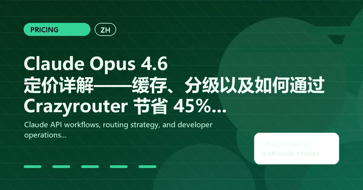 Claude Opus 4.6 定价详解——缓存、分级以及如何通过 Crazyrouter 节省 45%