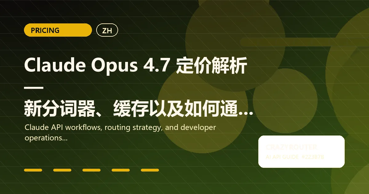 Claude Opus 4.7 定价解析 — 新分词器、缓存以及如何通过 Crazyrouter 节省 45%