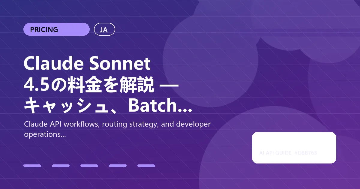 Claude Sonnet 4.5の料金を解説 — キャッシュ、Batch API、Crazyrouterで45%節約する方法
