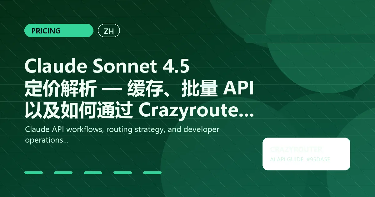 Claude Sonnet 4.5 定价解析 — 缓存、批量 API 以及如何通过 Crazyrouter 节省 45%