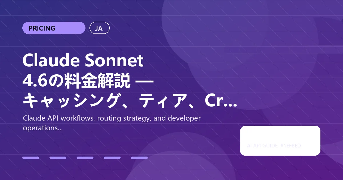 Claude Sonnet 4.6の料金解説 — キャッシング、ティア、Crazyrouterで45%節約する方法