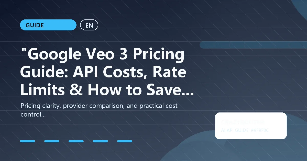 "Google Veo 3 Pricing Guide: API Costs, Rate Limits & How to Save 50% in 2026"