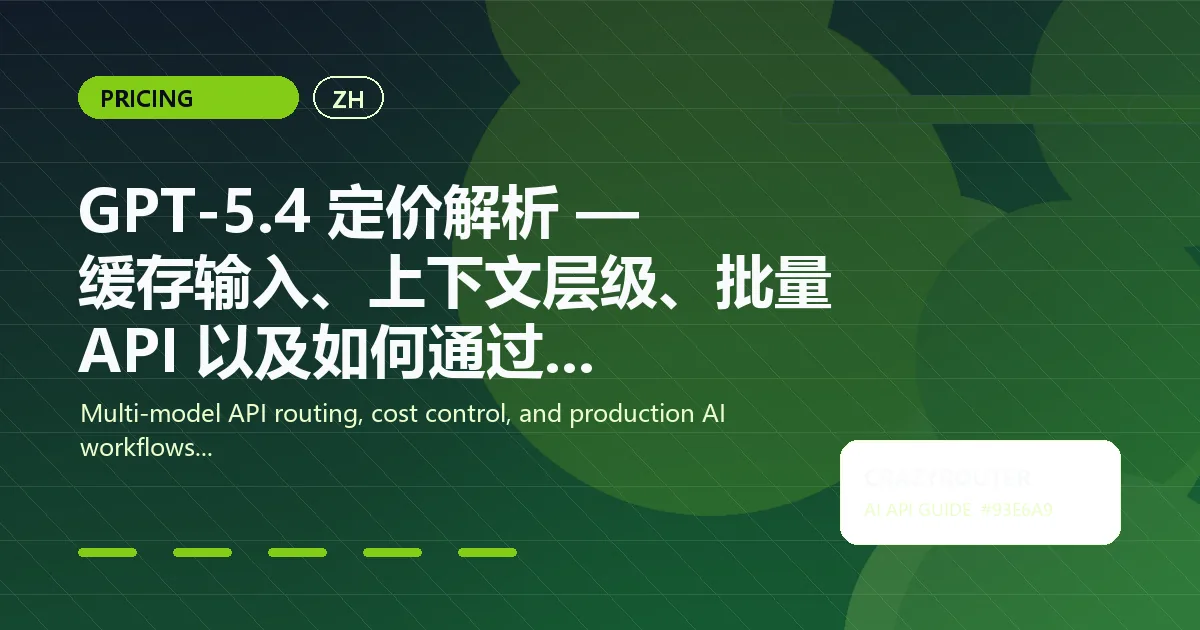 GPT-5.4 定价解析 — 缓存输入、上下文层级、批量 API 以及如何通过 Crazyrouter 节省开支