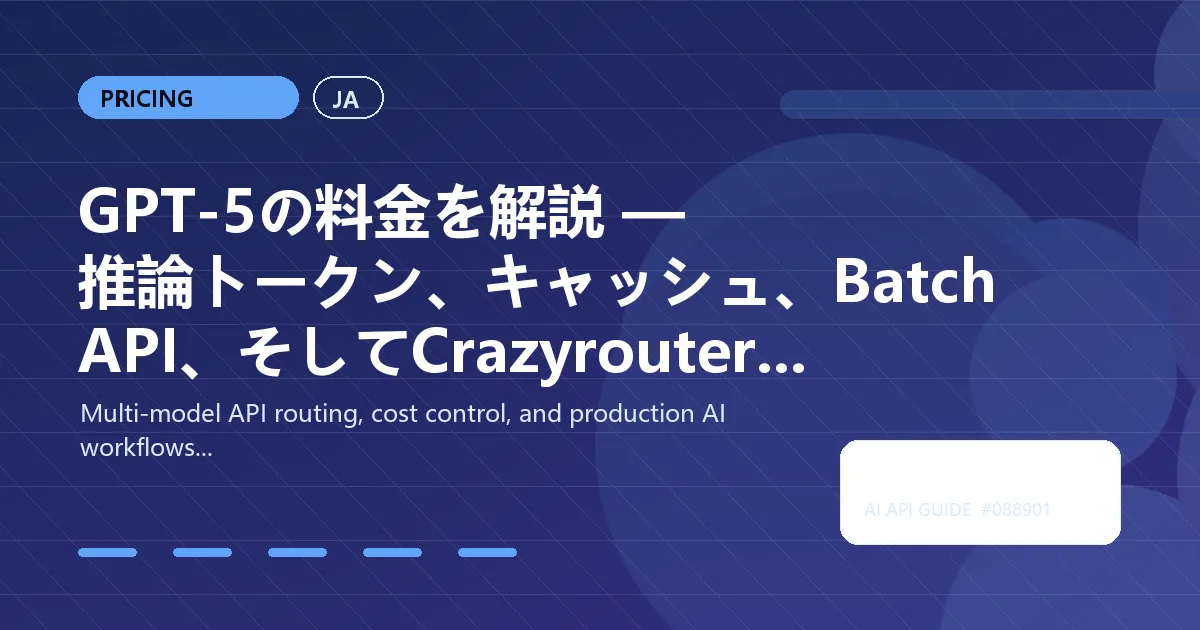GPT-5の料金を解説 — 推論トークン、キャッシュ、Batch API、そしてCrazyrouterで節約する方法