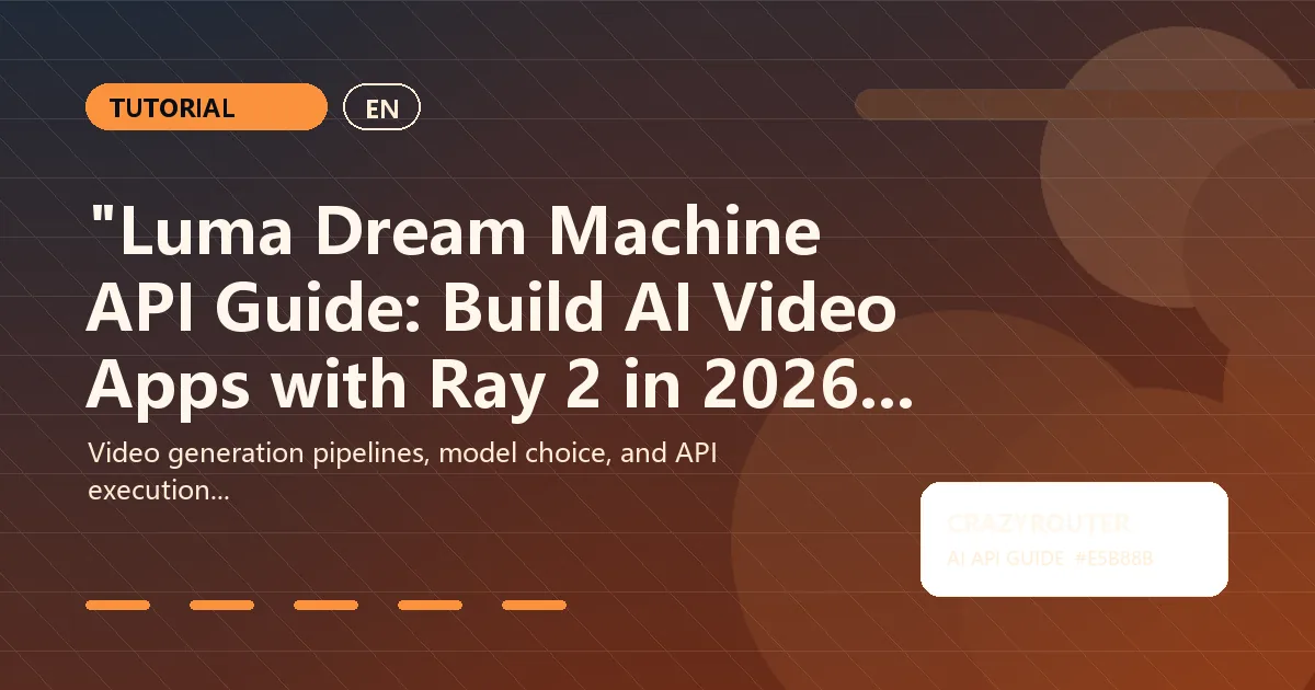"Luma Dream Machine API Guide: Build AI Video Apps with Ray 2 in 2026"