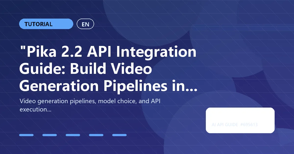 "Pika 2.2 API Integration Guide: Build Video Generation Pipelines in 2026"