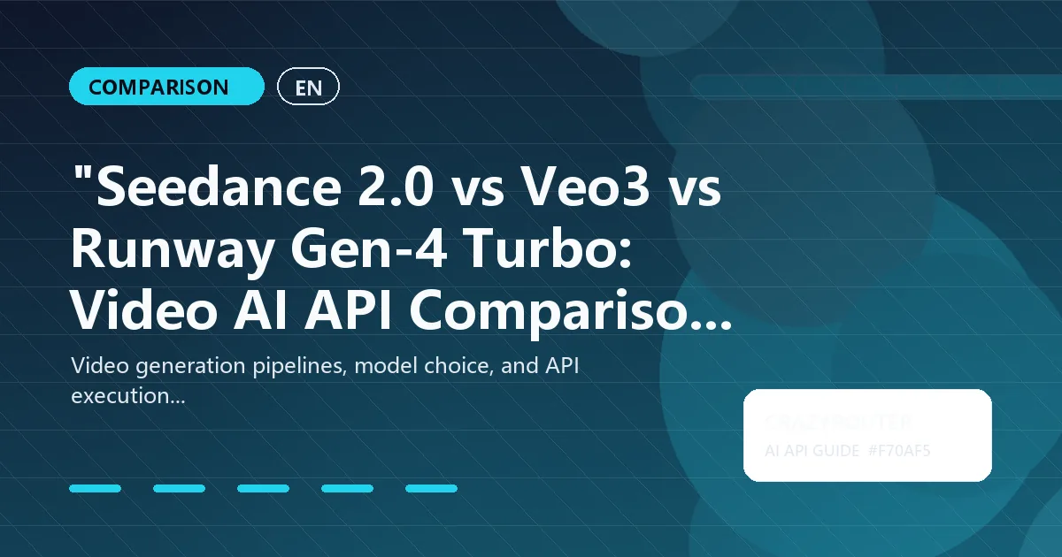 "Seedance 2.0 vs Veo3 vs Runway Gen-4 Turbo: Video AI API Comparison April 2026"