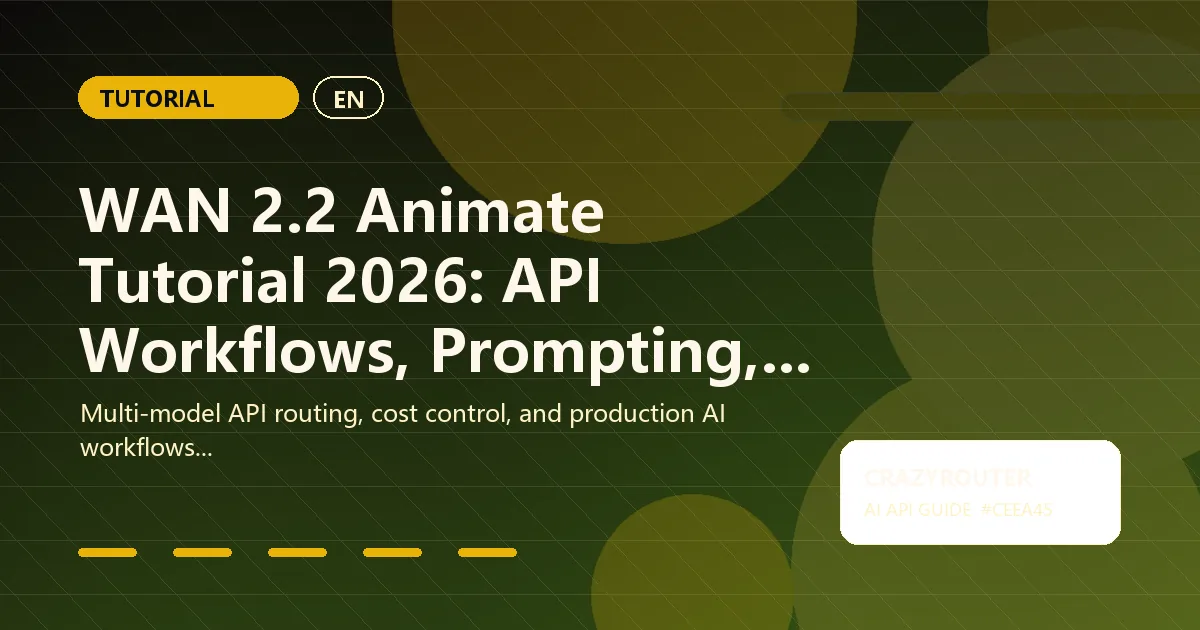 WAN 2.2 Animate Tutorial 2026: API Workflows, Prompting, and Common Mistakes