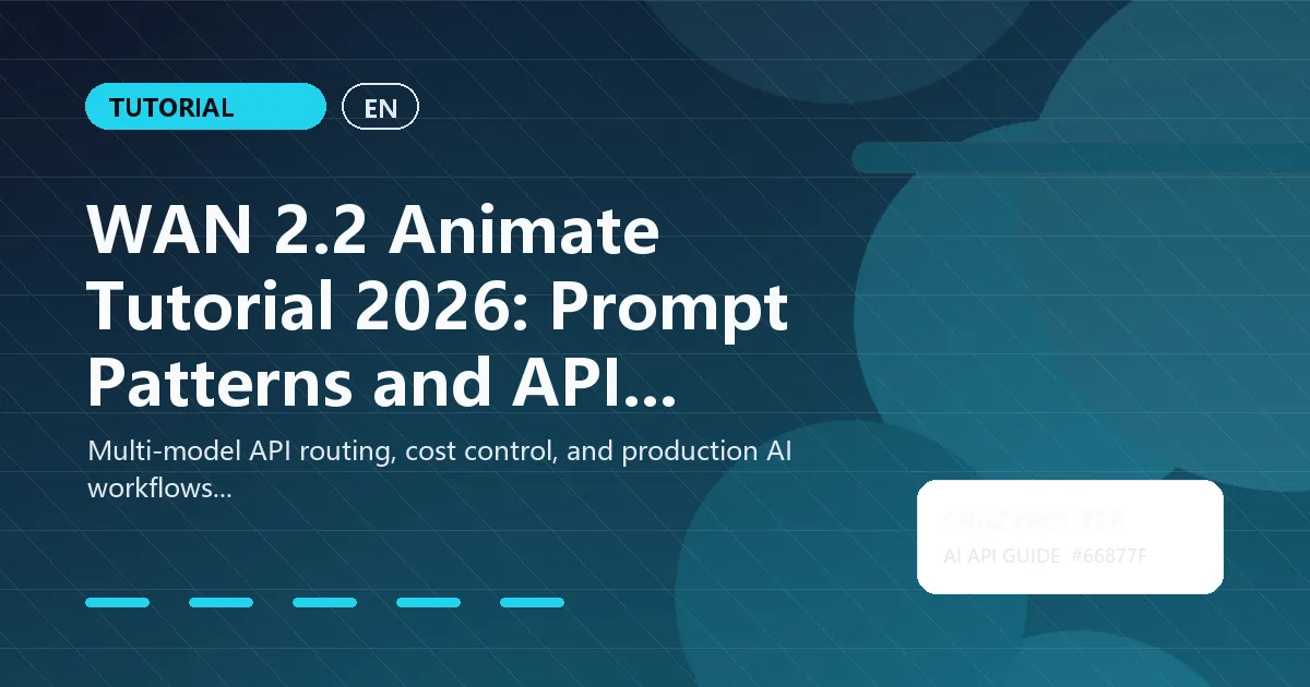 WAN 2.2 Animate Tutorial 2026: Prompt Patterns and API Pipelines