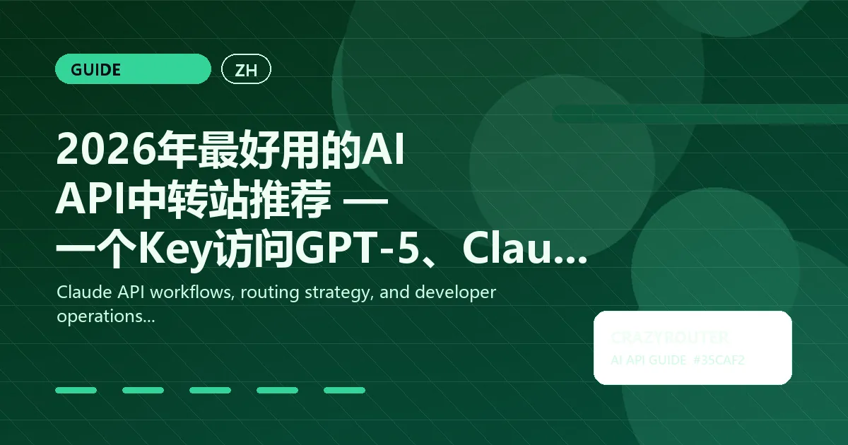 2026年最好用的AI API中转站推荐 — 一个Key访问GPT-5、Claude、DeepSeek等300+模型