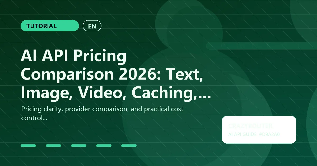 AI API Pricing Comparison 2026: Text, Image, Video, Caching, and Router Costs