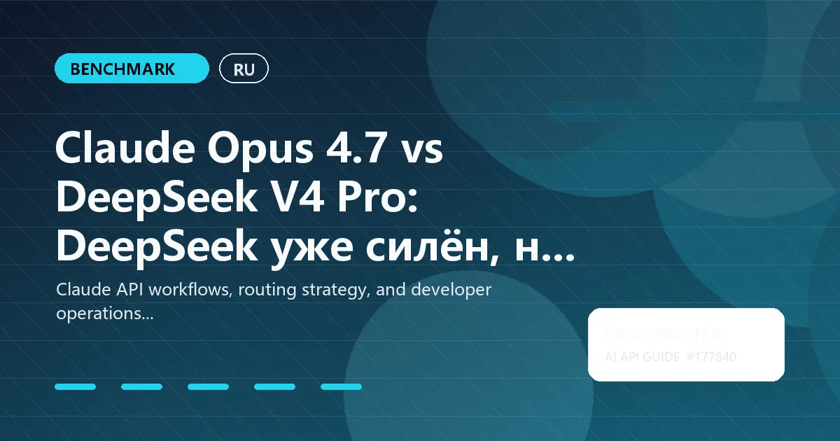 Claude Opus 4.7 vs DeepSeek V4 Pro: DeepSeek уже силён, но Claude всё ещё лучше для программирования