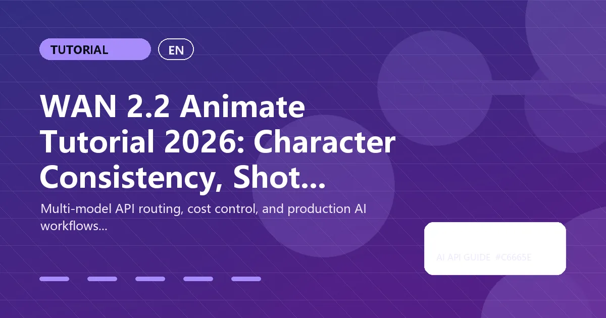 WAN 2.2 Animate Tutorial 2026: Character Consistency, Shot Control, and API Workflows