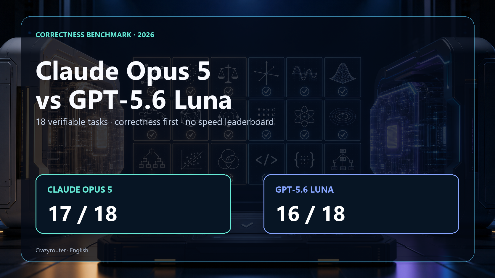 Claude Opus 5 vs GPT-5.6 Luna: 18 Verifiable Tasks, No Speed Leaderboard